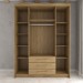 Guarda-Roupa Solteiro Contemporâneo 4 Portas 3 Gavetas Nature/Camarim - Panorama Móveis