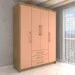 Guarda-Roupa Solteiro Contemporâneo 4 Portas 3 Gavetas Nature/Camarim - Panorama Móveis