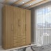 Guarda-Roupa Solteiro Contemporâneo 4 Portas 3 Gavetas Nature/Brisa - Panorama Móveis