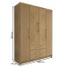 Guarda-Roupa Solteiro Contemporâneo 4 Portas 3 Gavetas Nature/Brisa - Panorama Móveis