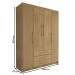 Guarda-Roupa Solteiro Contemporâneo 4 Portas 3 Gavetas Nature/Brisa - Panorama Móveis