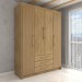 Guarda-Roupa Solteiro Contemporâneo 4 Portas 3 Gavetas Nature/Brisa - Panorama Móveis