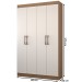 Armário Multiuso Albuquerque 4 Portas 8 Prateleiras Off White/Nogueira - Panorama Móveis