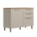Balcão de Cozinha 120 Cm Atena 1 Portas 3 Gavetas 100% Mdf Jequitibá/Off White Fosco - Linea Brasil