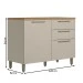 Balcão de Cozinha 120 Cm Atena 1 Portas 3 Gavetas 100% Mdf Jequitibá/Off White Fosco - Linea Brasil