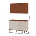 Cozinha Compacta Auris 6 Portas 3 Gavetas 100% Mdf Off White/Canela - Genialflex