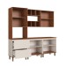 Cozinha Completa Auris 8 Portas 2 Gavetas 100% Mdf Ripado com Vidro Off White/Canela - Genialflex