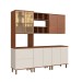 Cozinha Completa Auris 8 Portas 2 Gavetas 100% Mdf Ripado com Vidro Off White/Canela - Genialflex