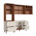 Cozinha Completa Auris 7 Portas 5 Gavetas 100% Mdf Ripado com Vidro Off White/Canela - Genialflex