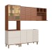 Cozinha Completa Auris 7 Portas 5 Gavetas 100% Mdf Ripado com Vidro Off White/Canela - Genialflex