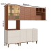 Cozinha Completa Auris 7 Portas 5 Gavetas 100% Mdf Ripado com Vidro Off White/Canela - Genialflex