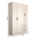 Guarda-Roupa Solteiro São Francisco 4 Portas 2 Gavetas Branco Flex - Panorama Móveis