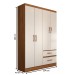 Guarda-Roupa Solteiro São Francisco 4 Portas 2 Gavetas Off White/Nogueira - Panorama Móveis