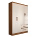 Guarda-Roupa Solteiro São Francisco 4 Portas 2 Gavetas Off White/Nogueira - Panorama Móveis