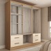 Guarda-Roupa Solteiro Virtuoso 5 Portas 4 Gavetas com Espelho Canelato Rústico/Natura Off White - Panorama Móveis