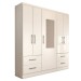Guarda-Roupa Solteiro Virtuoso 5 Portas 4 Gavetas com Espelho Branco Brilho - Panorama Móveis