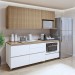 Cozinha Compacta Nuestra Cosas 4 Portas 5 Gavetas Ripado 100% Mdf Branco/Nature - Panorama Móveis