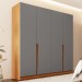 Guarda-Roupa Casal Porto 4 Portas 4 Gavetas Freijó/Cinza - Politorno