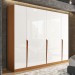 Guarda-Roupa Casal Porto 6 Portas 4 Gavetas Freijó/Branco - Politorno