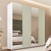 Guarda-Roupa Casal Porto 4 Portas 4 Gavetas com Espelho Branco/Verde - Politorno