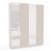 Guarda-Roupa Casal Porto 4 Portas 4 Gavetas com Espelho Branco/Creme - Politorno