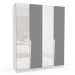 Guarda-Roupa Casal Porto 4 Portas 4 Gavetas com Espelho Branco/Cinza - Politorno