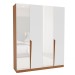 Guarda-Roupa Casal Porto 4 Portas 4 Gavetas com Espelho Freijó/Branco - Politorno