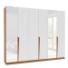Guarda-Roupa Casal Porto 6 Portas 4 Gavetas com Espelho Freijó/Branco - Politorno