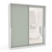 Guarda-Roupa Casal Porto 2 Portas 2 Gavetas com Espelho Branco/Verde - Politorno
