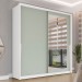 Guarda-Roupa Casal Porto 2 Portas 2 Gavetas com Espelho Branco/Verde - Politorno