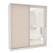 Guarda-Roupa Casal Porto 2 Portas 2 Gavetas com Espelho Branco/Creme - Politorno