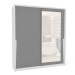 Guarda-Roupa Casal Porto 2 Portas 2 Gavetas com Espelho Branco/Cinza - Politorno