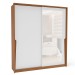 Guarda-Roupa Casal Porto 2 Portas 2 Gavetas com Espelho Freijó/Branco - Politorno