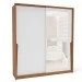 Guarda-Roupa Casal Porto 2 Portas 2 Gavetas com Espelho Freijó/Branco - Politorno
