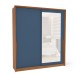 Guarda-Roupa Casal Porto 2 Portas 2 Gavetas com Espelho Freijó/Azul - Politorno