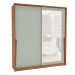 Guarda-Roupa Casal Porto 2 Portas 2 Gavetas com Espelho Freijó/Verde - Politorno