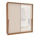 Guarda-Roupa Casal Porto 2 Portas 2 Gavetas com Espelho Freijó/Creme - Politorno