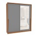 Guarda-Roupa Casal Porto 2 Portas 2 Gavetas com Espelho Freijó/Cinza - Politorno