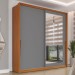 Guarda-Roupa Casal Porto 2 Portas 2 Gavetas com Espelho Freijó/Cinza - Politorno