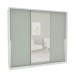 Guarda-Roupa Casal Porto 3 Portas 4 Gavetas com Espelho Branco/Verde - Politorno