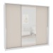 Guarda-Roupa Casal Porto 3 Portas 4 Gavetas com Espelho Branco/Creme - Politorno