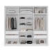 Guarda-Roupa Casal Porto 3 Portas 4 Gavetas com Espelho Branco/Creme - Politorno