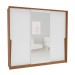 Guarda-Roupa Casal Porto 3 Portas 4 Gavetas com Espelho Freijó/Branco - Politorno