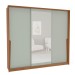 Guarda-Roupa Casal Porto 3 Portas 4 Gavetas com Espelho Freijó/Verde - Politorno