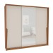 Guarda-Roupa Casal Porto 3 Portas 4 Gavetas com Espelho Freijó/Creme - Politorno