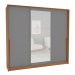 Guarda-Roupa Casal Porto 3 Portas 4 Gavetas com Espelho Freijó/Cinza - Politorno