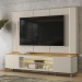 Rack com Painel para TV Até 75 Polegadas Santorini 2 Portas com Vidro e Led Tauari/Off White - Linea Brasil