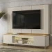 Rack com Painel para TV Até 75 Polegadas Santorini 2 Portas com Vidro e Led Tauari/Off White - Linea Brasil