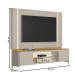 Rack com Painel para TV Até 75 Polegadas Santorini 2 Portas com Vidro e Led Tauari/Off White - Linea Brasil