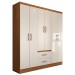 Guarda-Roupa Solteiro Belmont 6 Portas 2 Gavetas Off White/Nogueira - Panorama Móveis